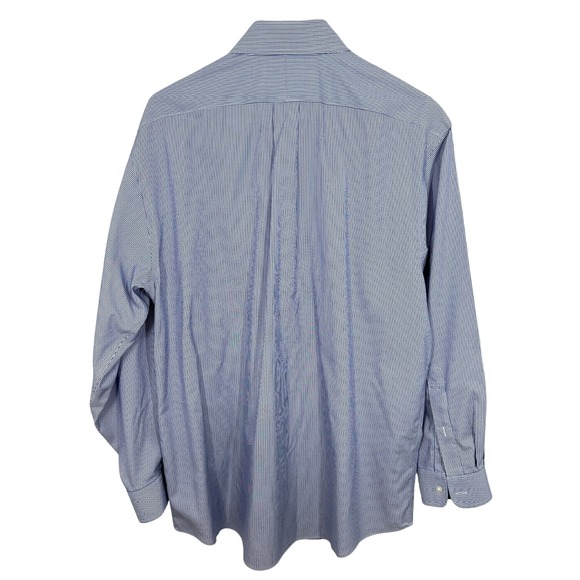 Jos A Bank Traveler Mens Button Down Shirt Blue White Stripe Traditional 16 33 - Picture 2 of 10